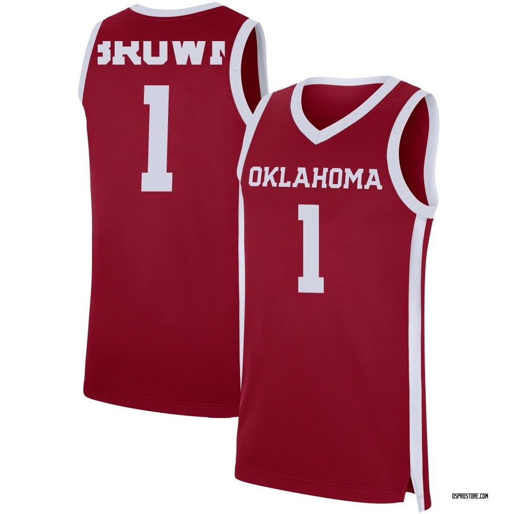 Men's Xzayvier Brown Oklahoma Sooners Replica Crimson Basketball Jersey - Brown
