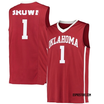 Men's Xzayvier Brown Oklahoma Sooners Replica Crimson Performance Basketball Jersey - Brown